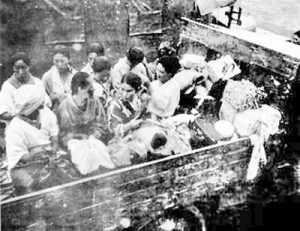 "Comfort women" being trucked to the front lines for Japanese soldiers